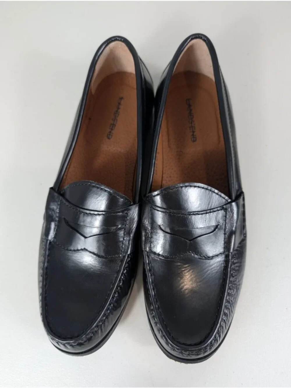 Land's End penny loafers in black leather men's size 11